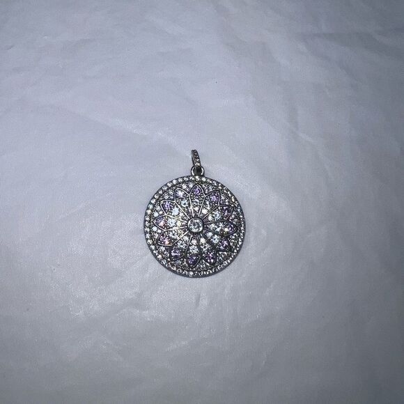 Silver Tone CZ Mandala Pendant - Picture 2 of 9
